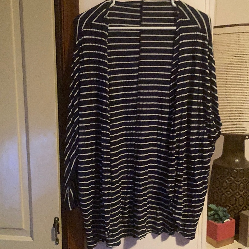 No comment navy blue stripped shrug